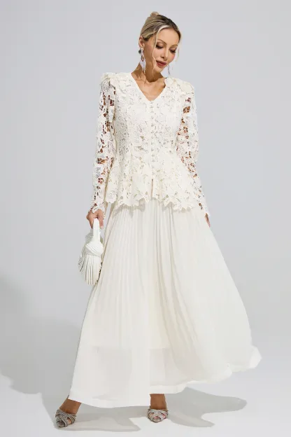 Anthony Apricot Pleated Set