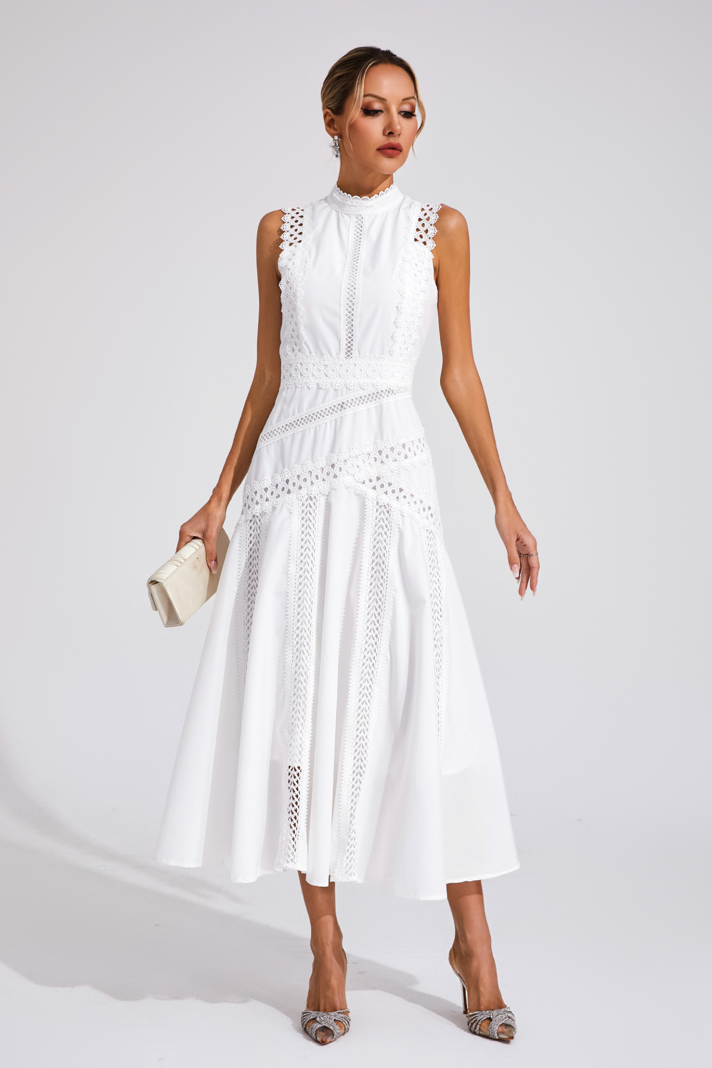 Jasper White Sleeveless Lace Dress