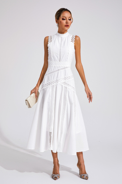 Jasper White Sleeveless Lace Dress