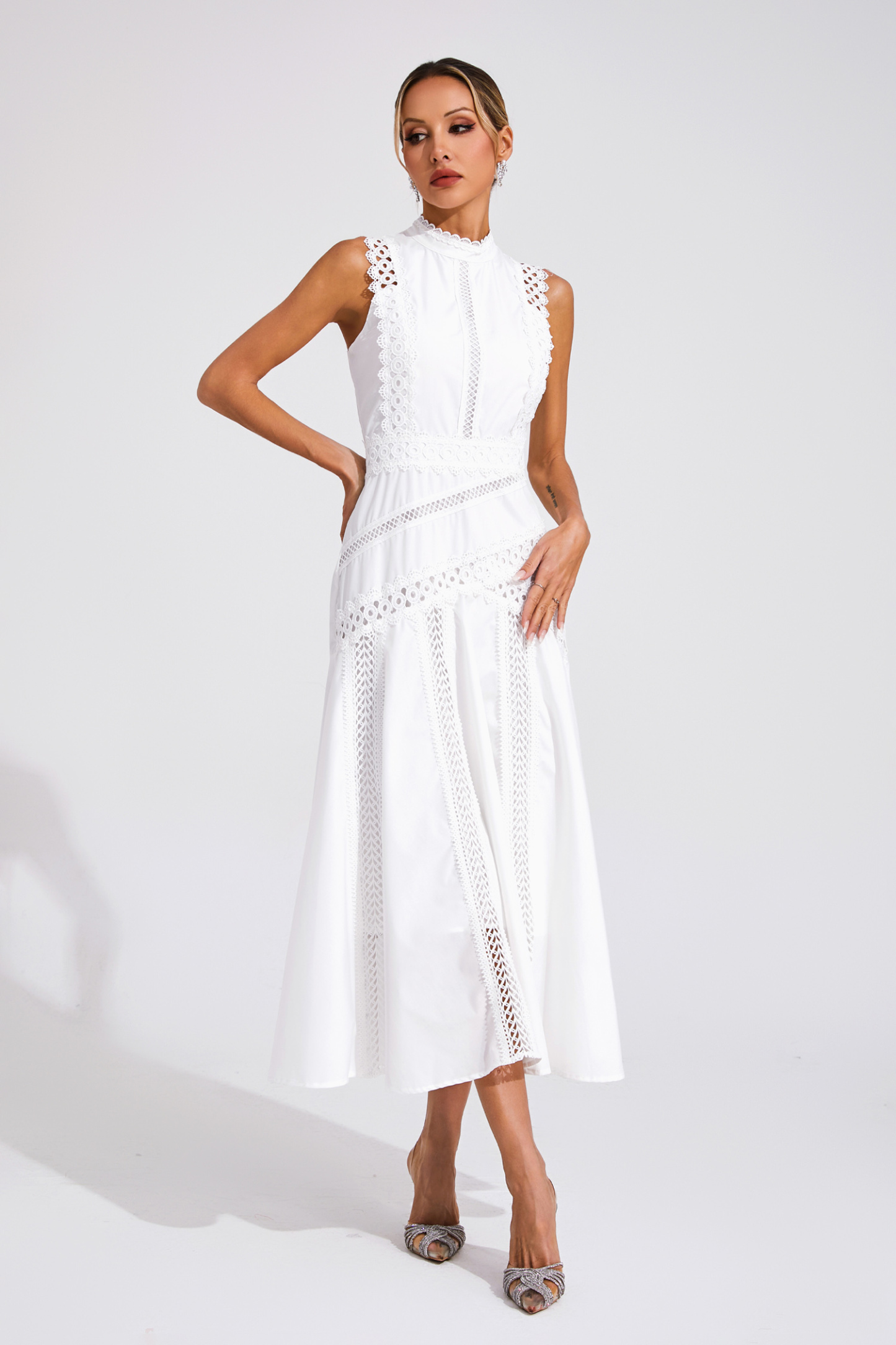 Jasper White Sleeveless Lace Dress
