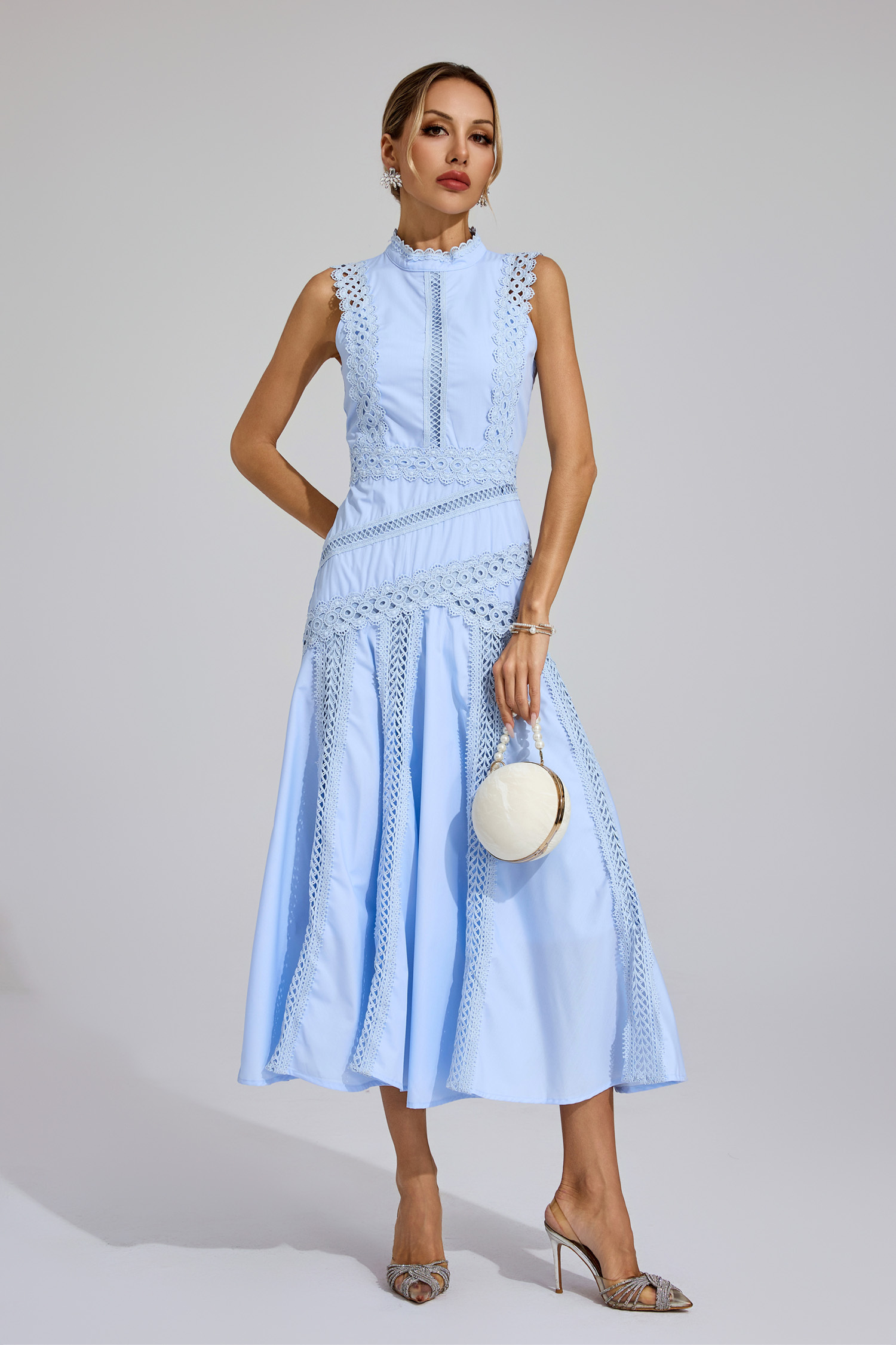 Jasper Blue Sleeveless Lace Dress