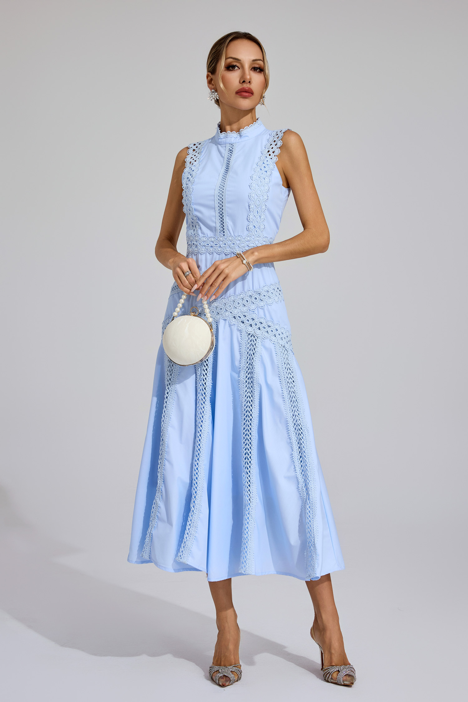 Jasper Blue Sleeveless Lace Dress