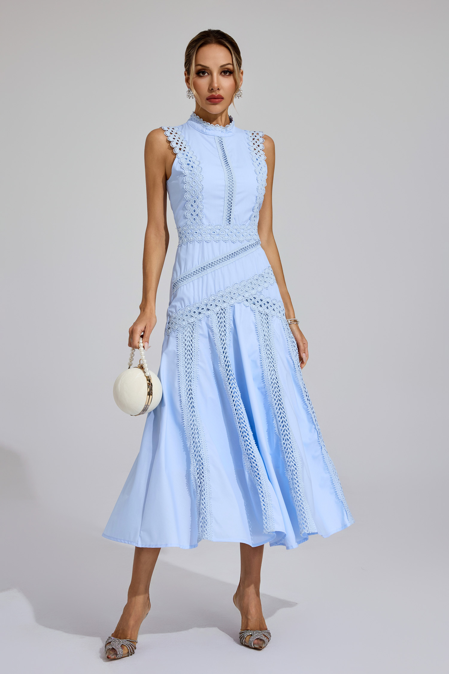 Jasper Blue Sleeveless Lace Dress