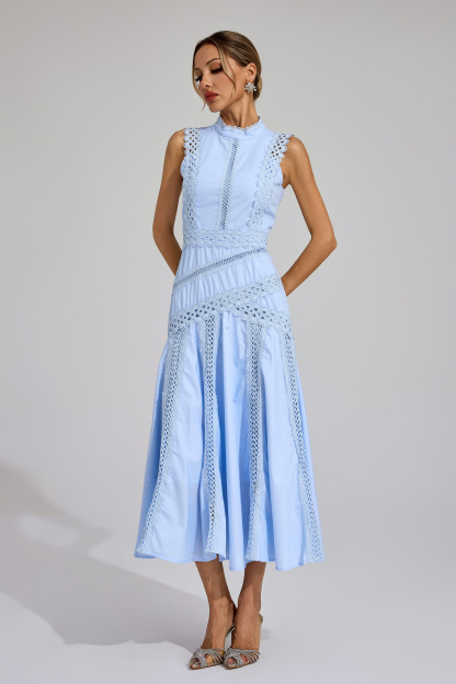 Jasper Blue Sleeveless Lace Dress