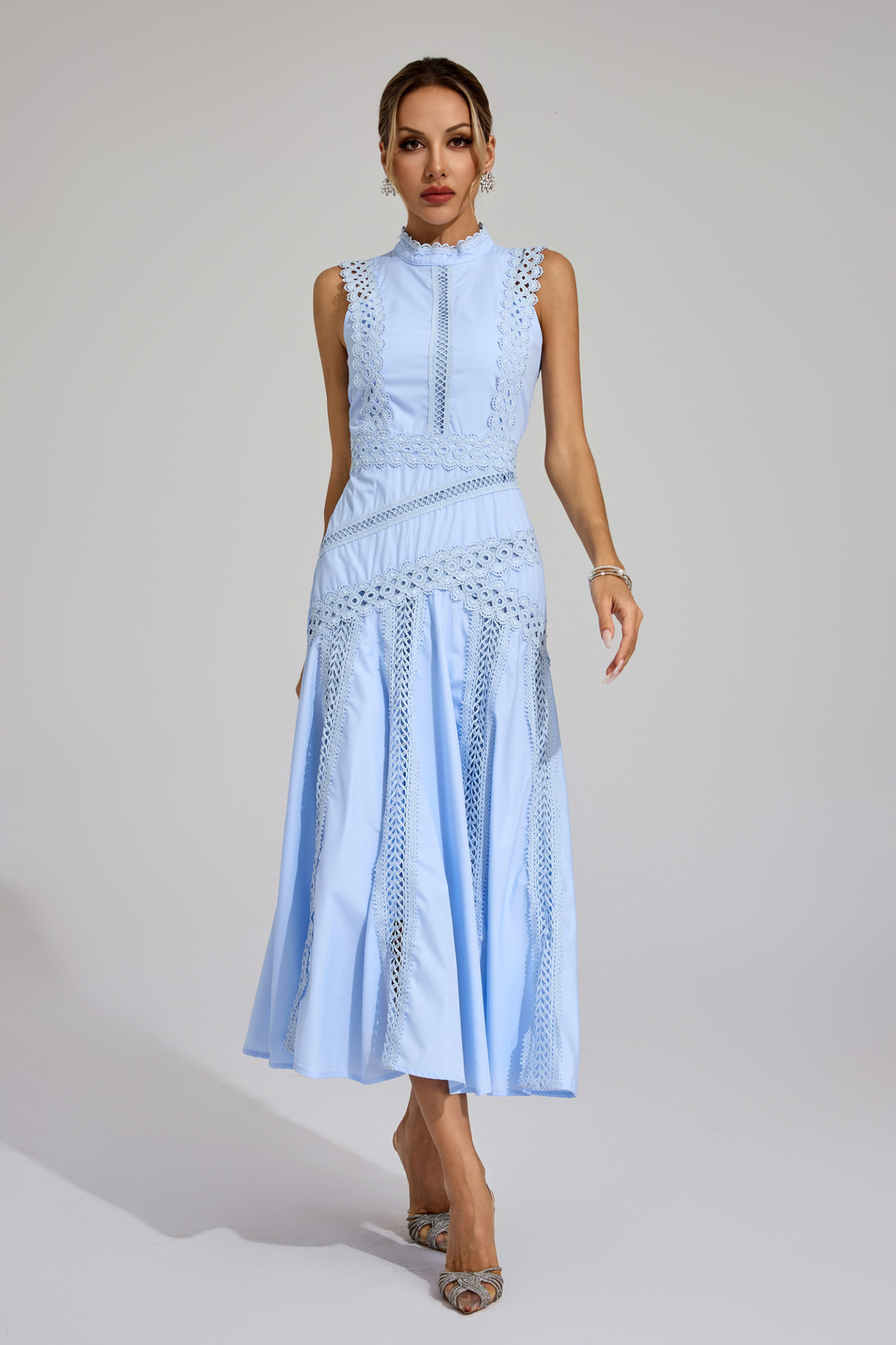 Jasper Blue Sleeveless Lace Dress
