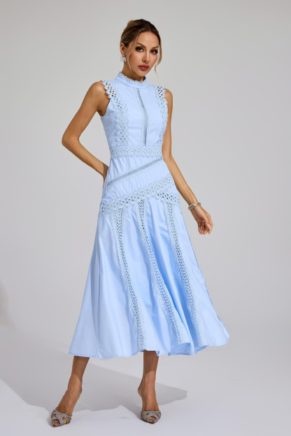 Jasper Blue Sleeveless Lace Dress