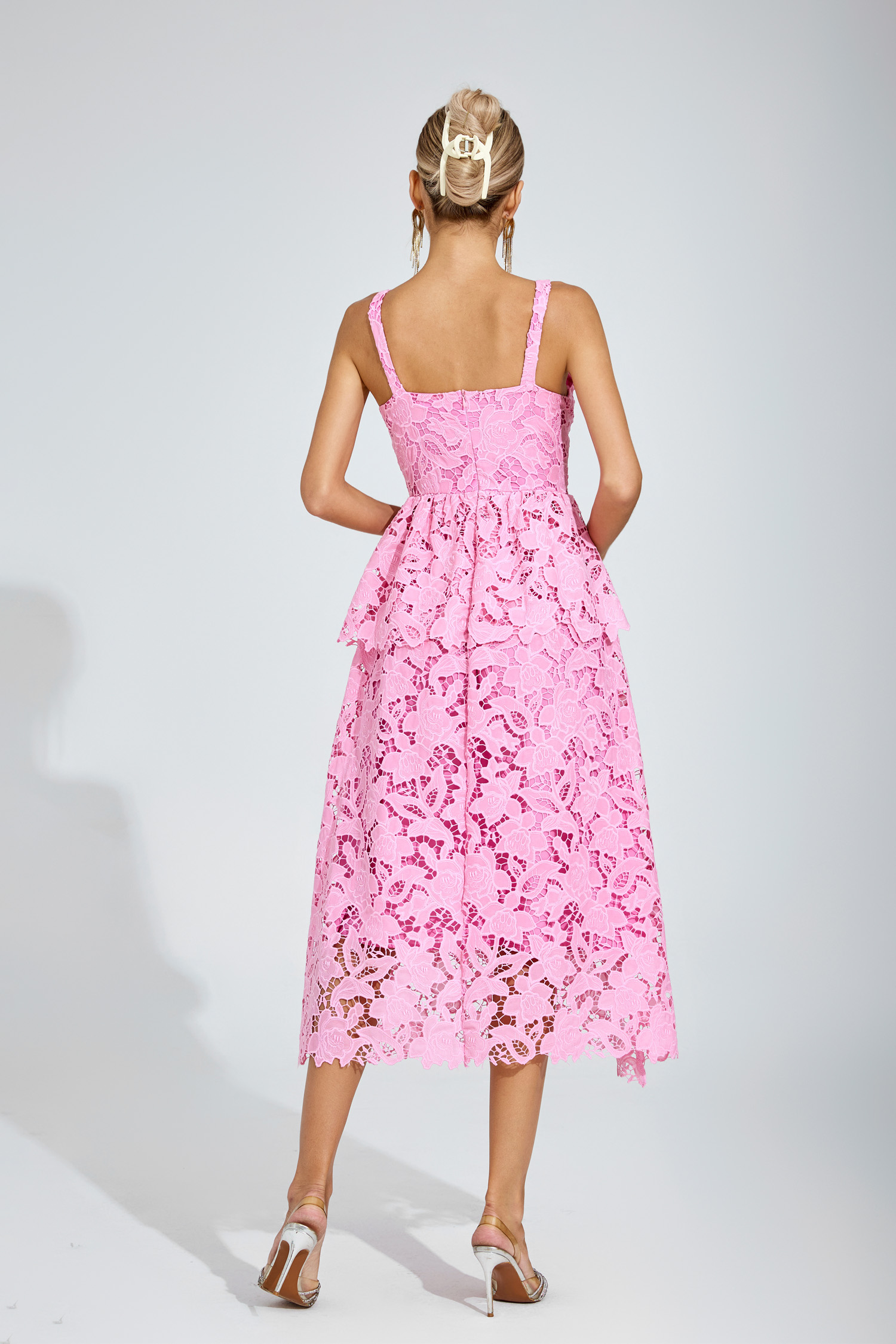 Todd Pink Lace Midi Dress