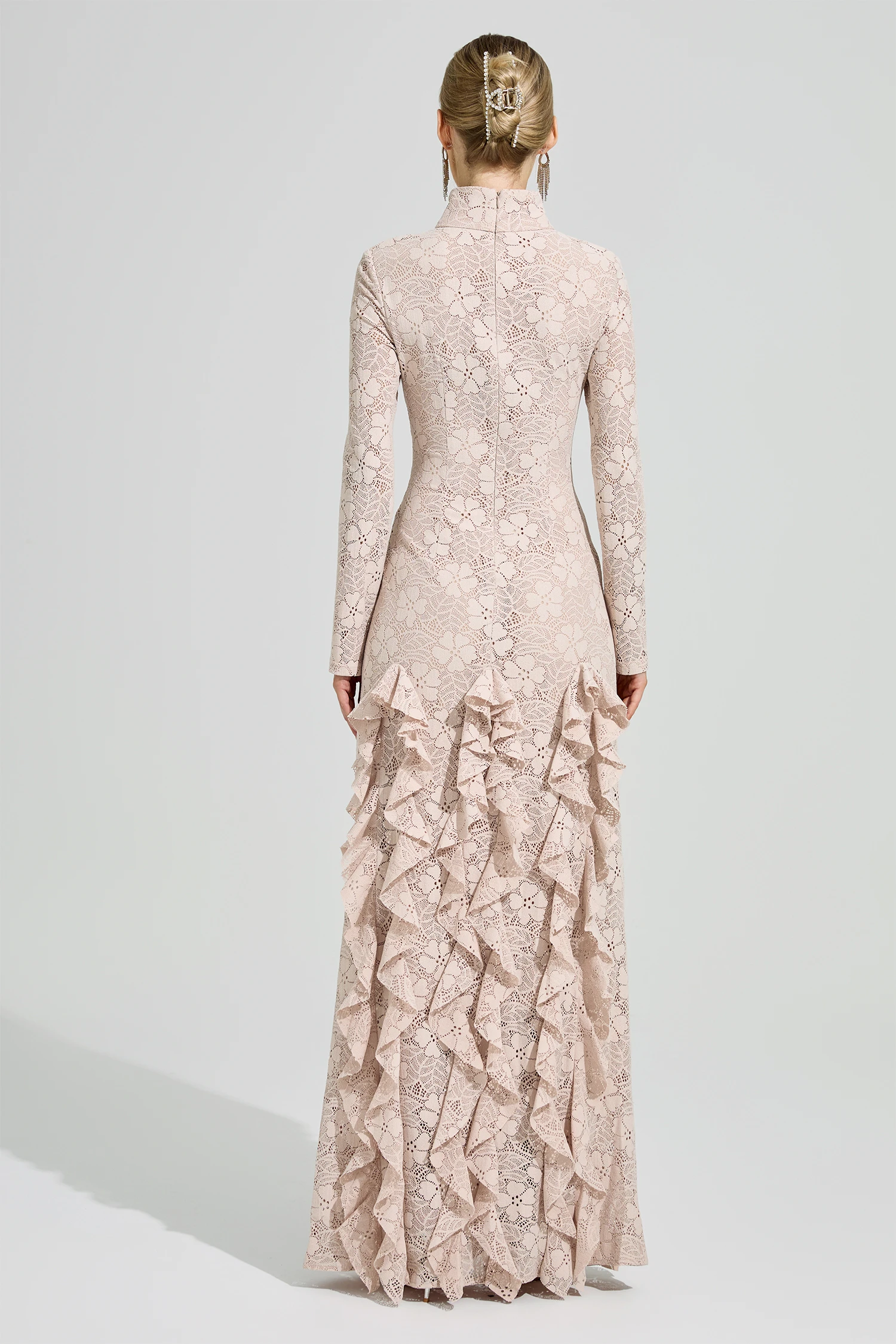 Gibran Pink Ruffle Formal Dress