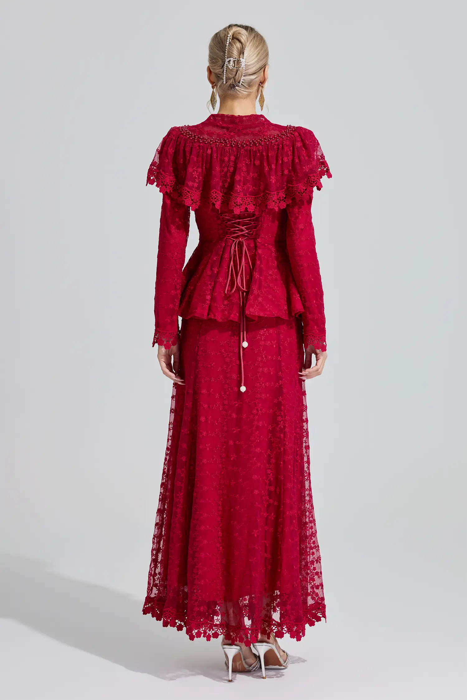 Melpomene Red Beaded Lotus Fishtail Set