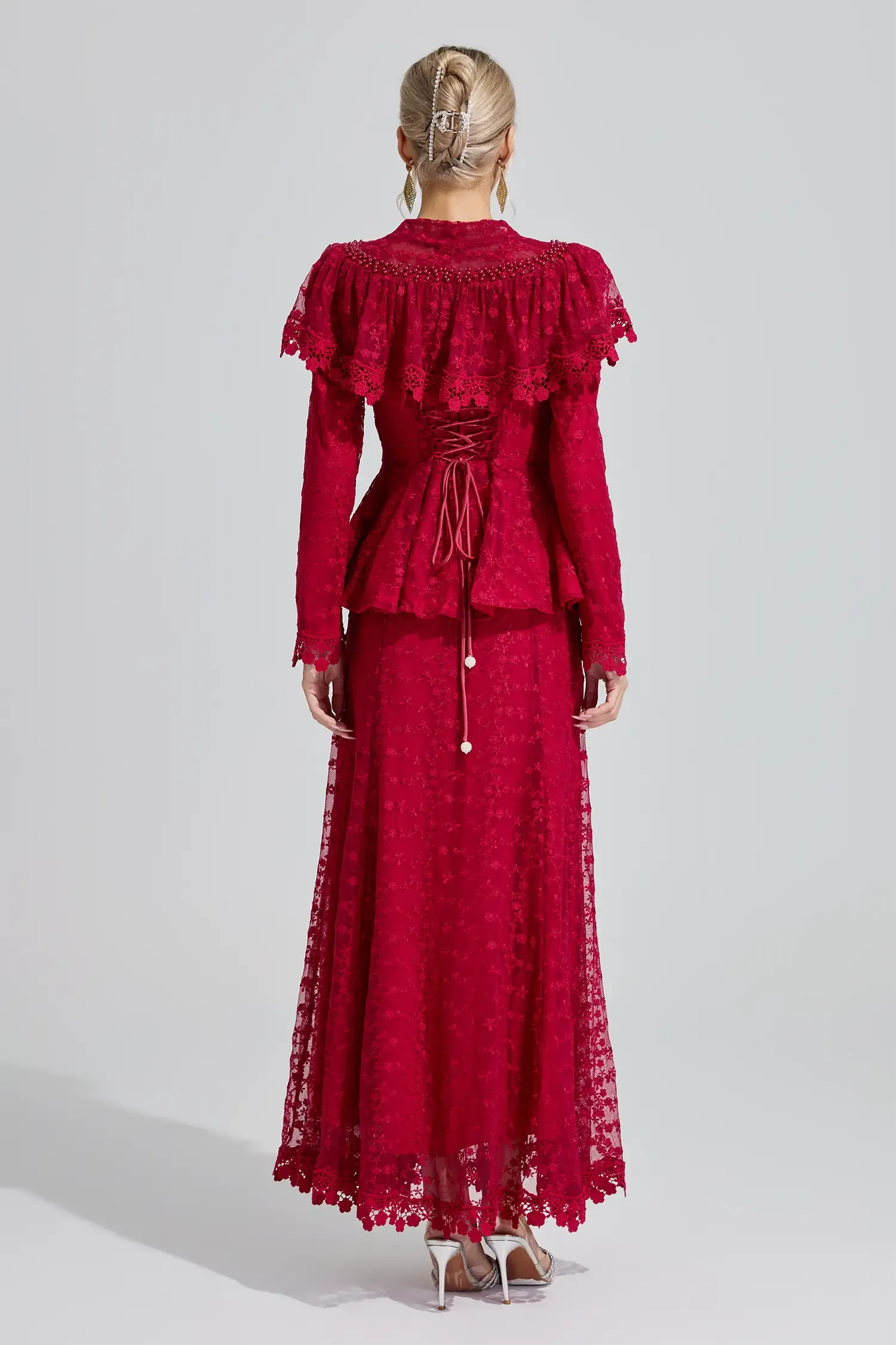Melpomene Red Beaded Lotus Fishtail Set