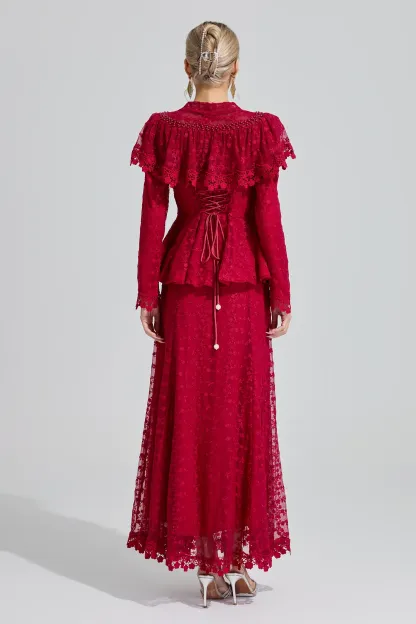 Melpomene Red Beaded Lotus Fishtail Set