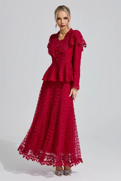 Melpomene Red Beaded Lotus Fishtail Set