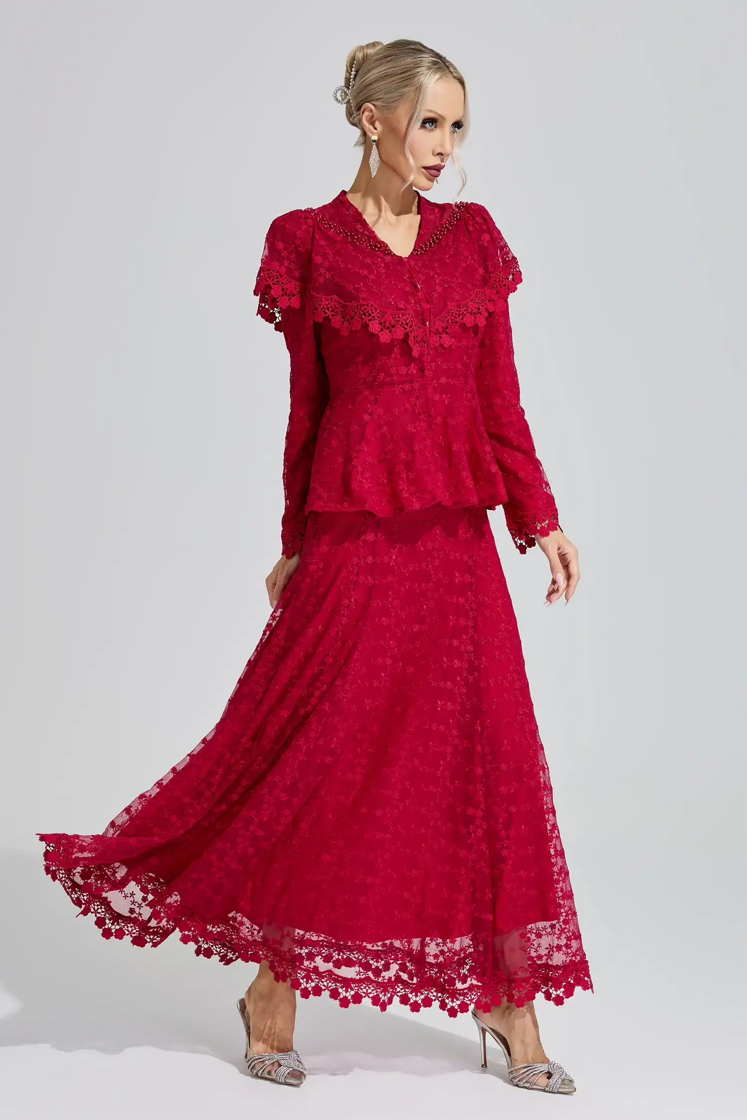 Melpomene Red Beaded Lotus Fishtail Set