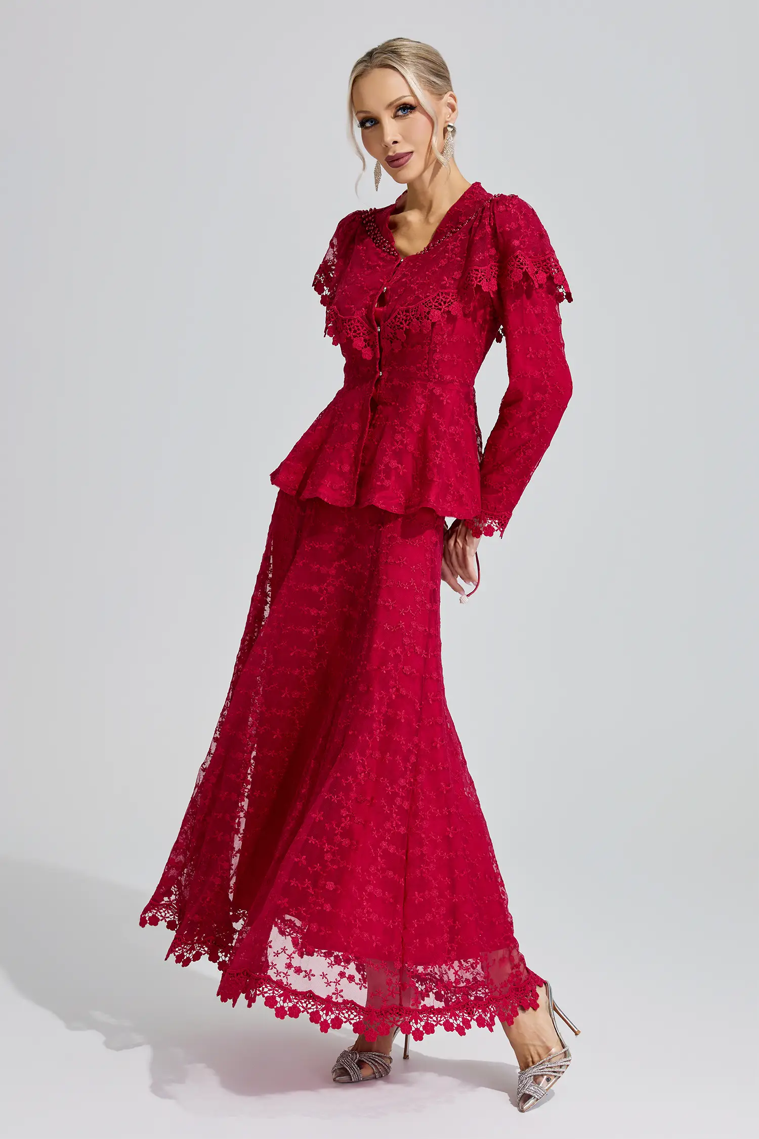 Melpomene Red Beaded Lotus Fishtail Set
