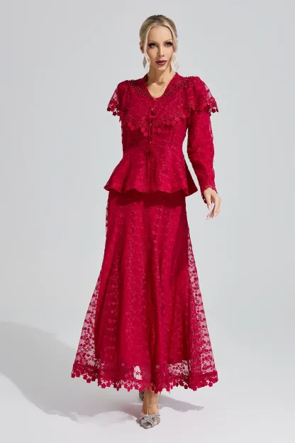 Melpomene Red Beaded Lotus Fishtail Set