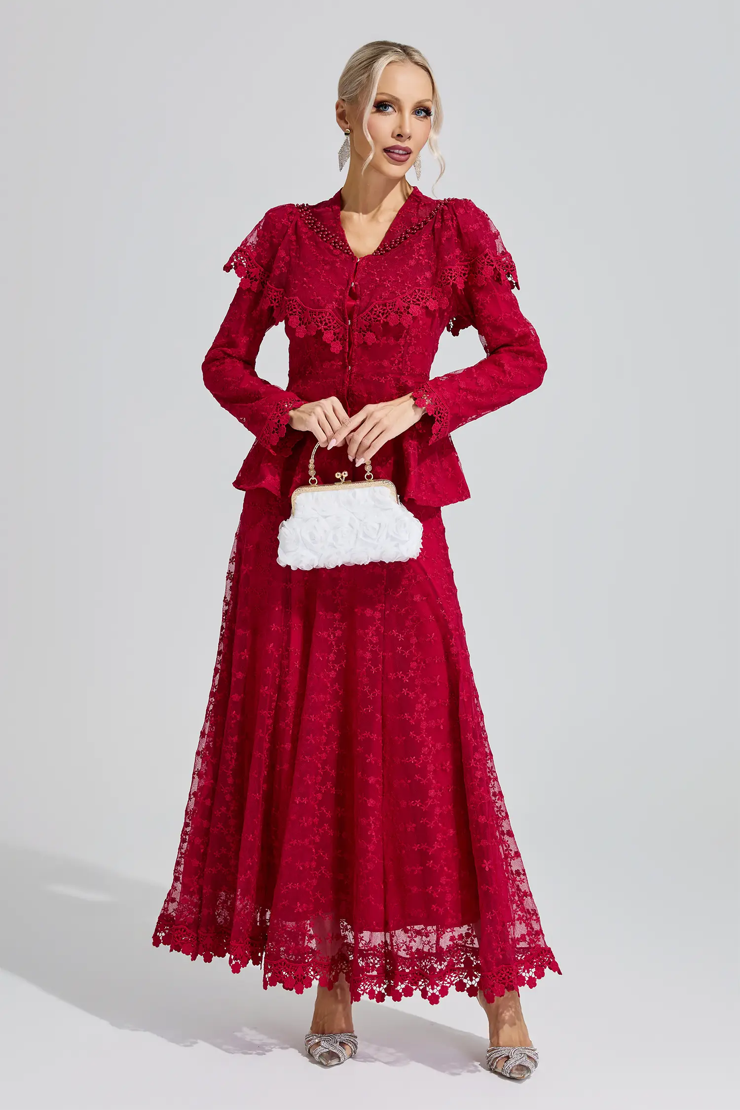 Melpomene Red Beaded Lotus Fishtail Set