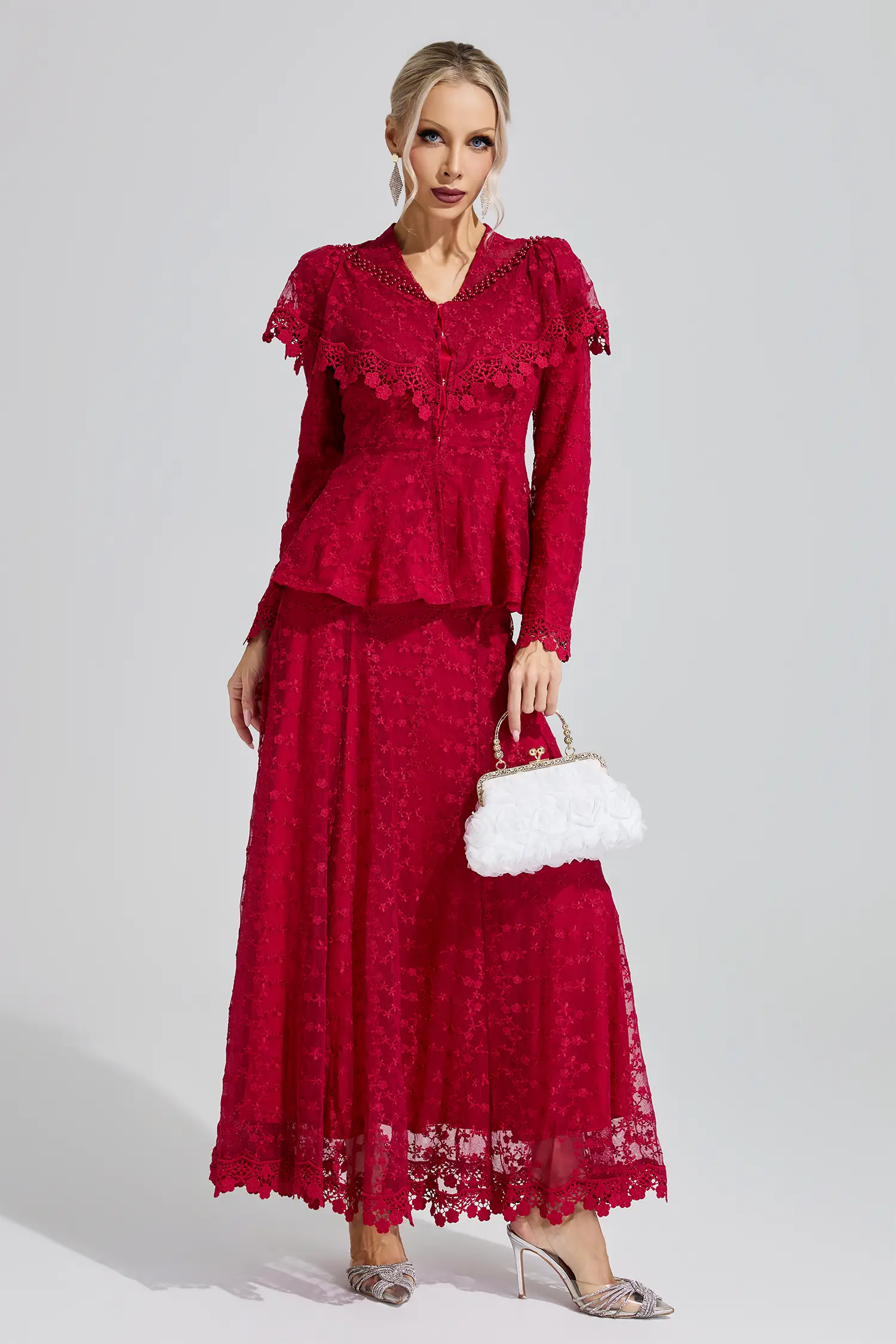 Melpomene Red Beaded Lotus Fishtail Set