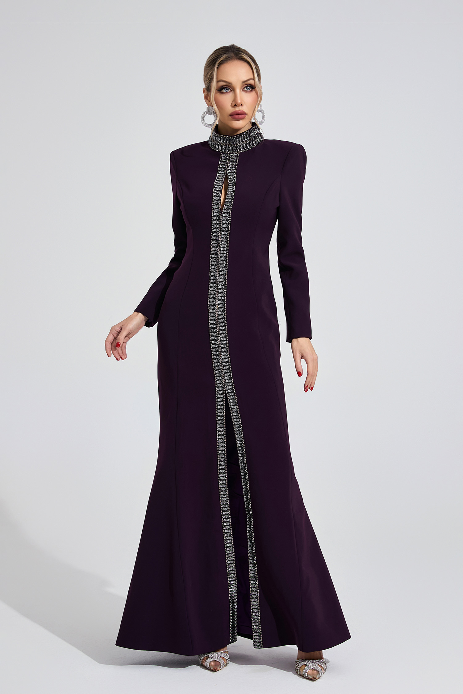 Lily Deep Purple Diamond Maxi Dress