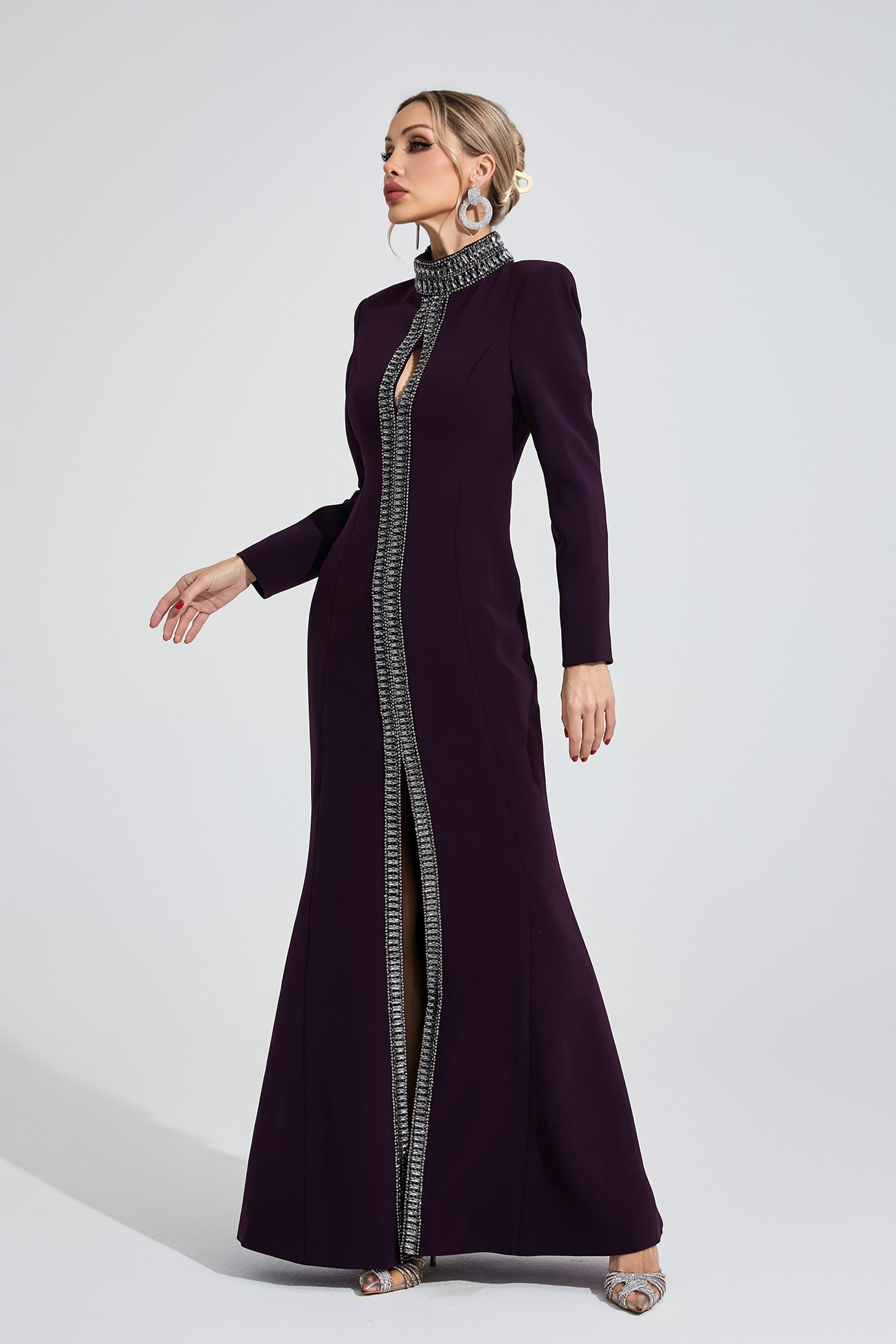 Lily Deep Purple Diamond Maxi Dress
