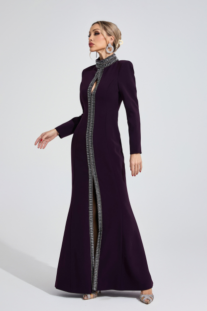 Lily Deep Purple Diamond Maxi Dress