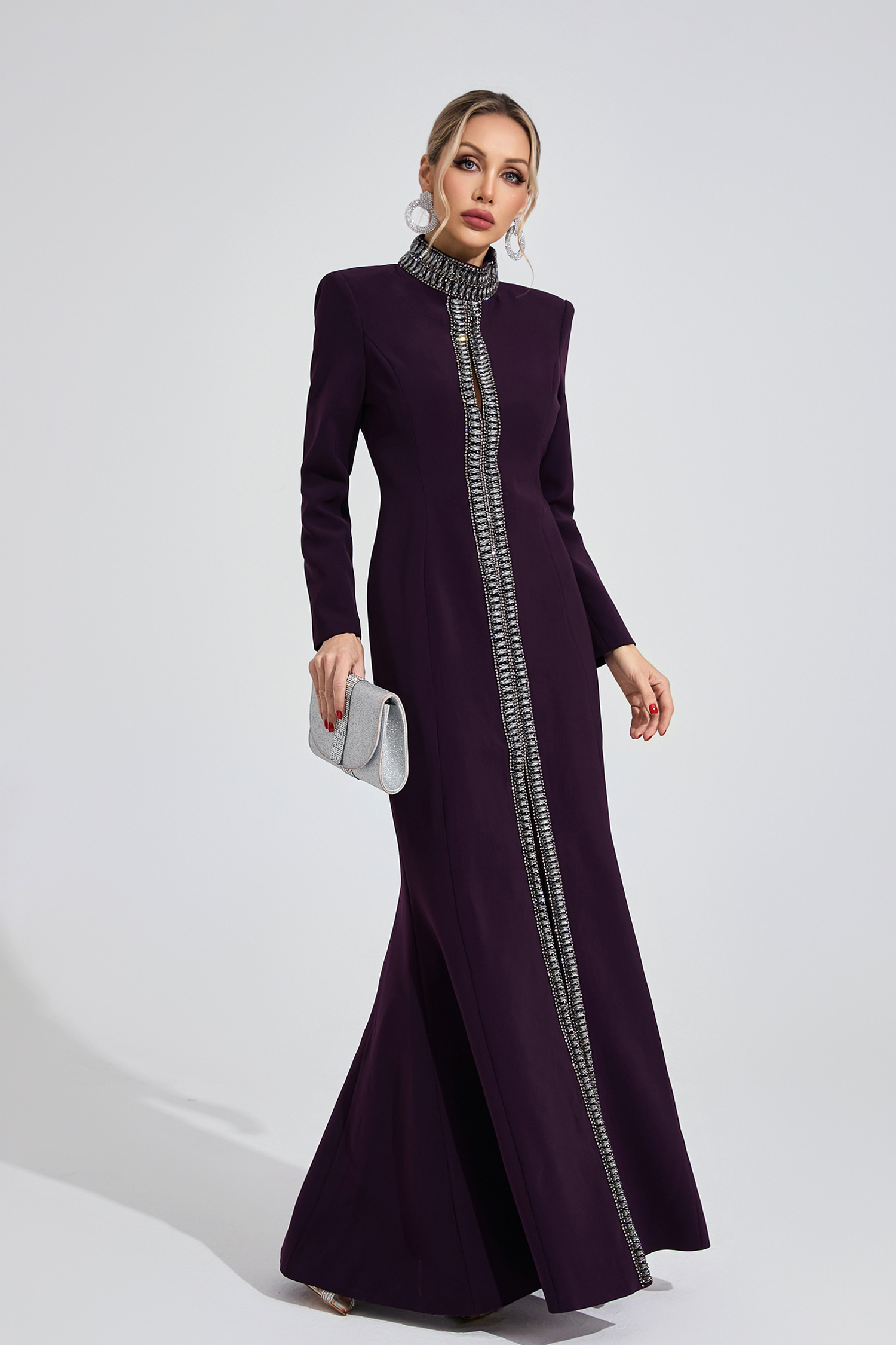 Lily Deep Purple Diamond Maxi Dress