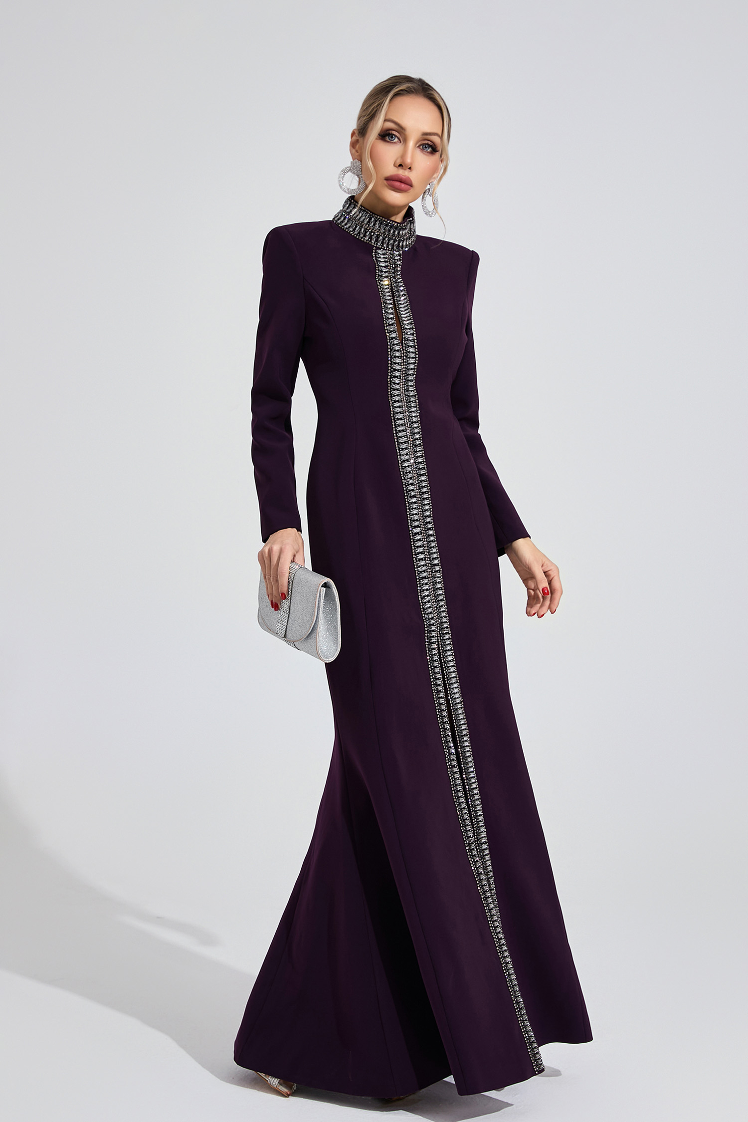 Lily Deep Purple Diamond Maxi Dress