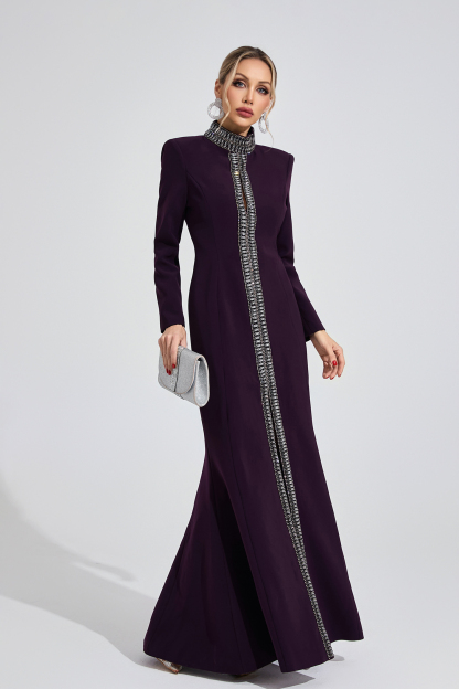 Lily Deep Purple Diamond Maxi Dress
