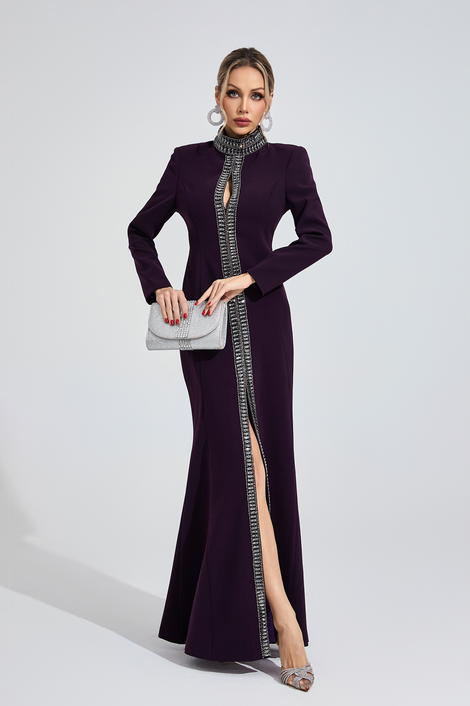 Lily Deep Purple Diamond Maxi Dress