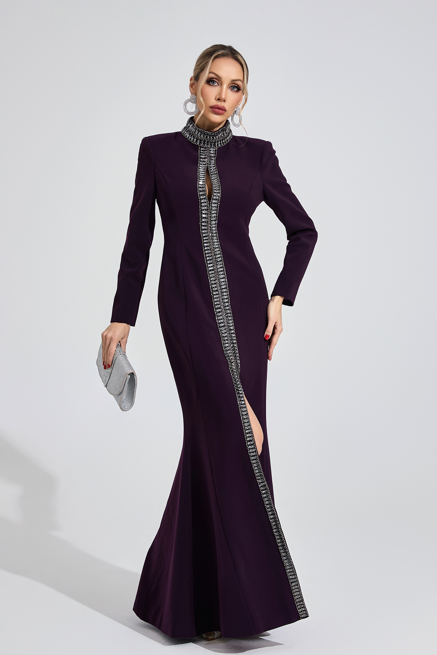 Lily Deep Purple Diamond Maxi Dress