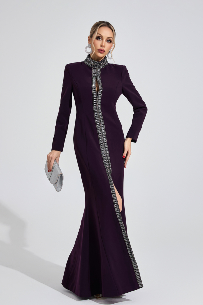 Lily Deep Purple Diamond Maxi Dress