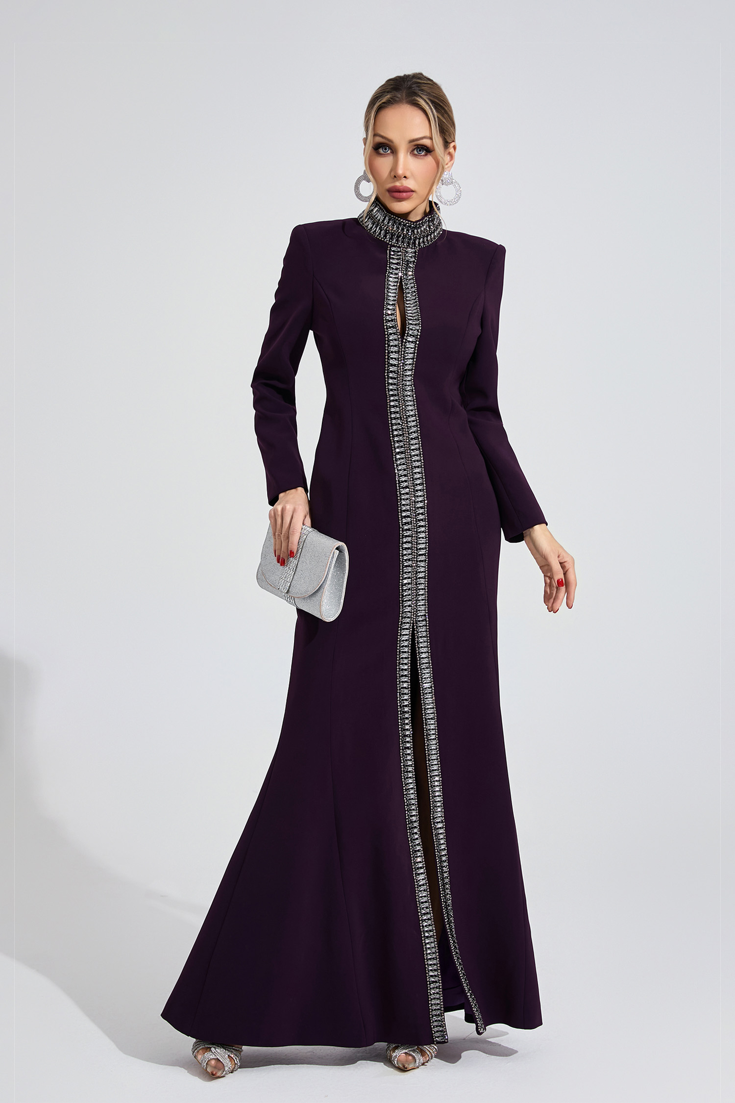 Lily Deep Purple Diamond Maxi Dress