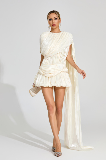 Blanche Apricot Draped Mini Dress