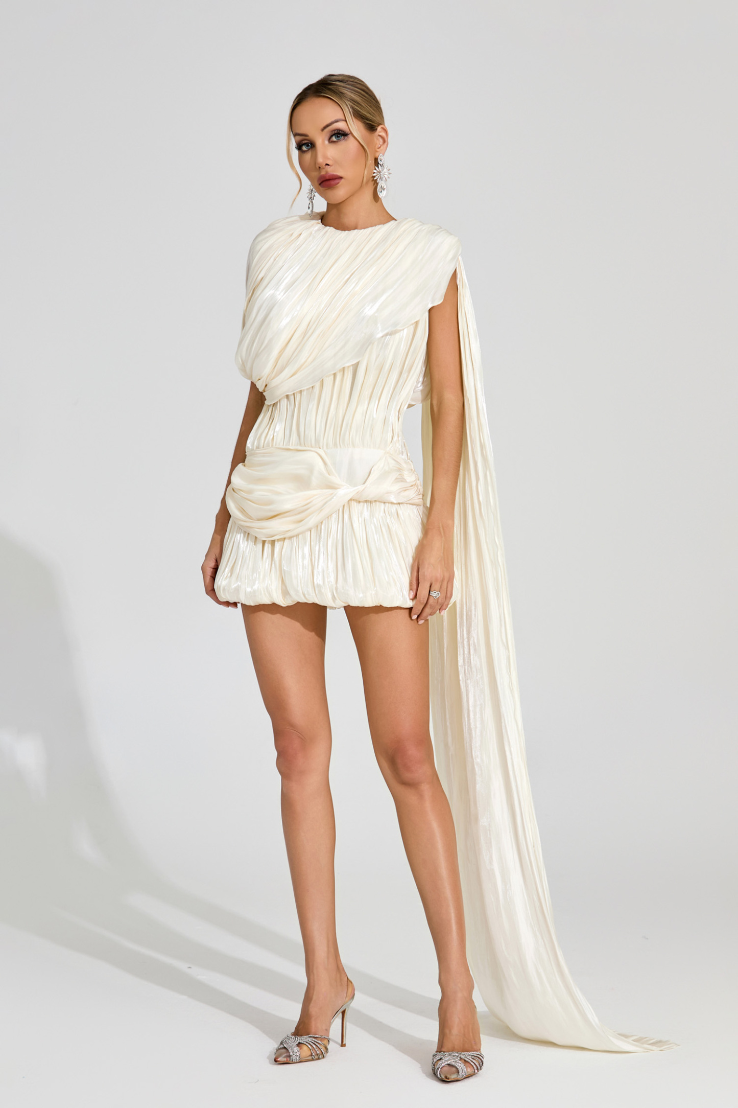 Blanche Apricot Draped Mini Dress