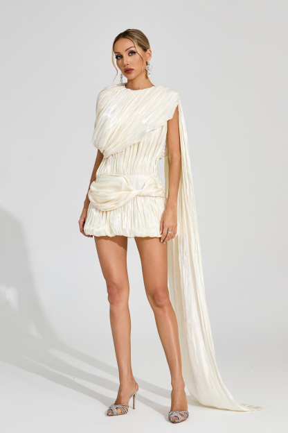 Blanche Apricot Draped Mini Dress