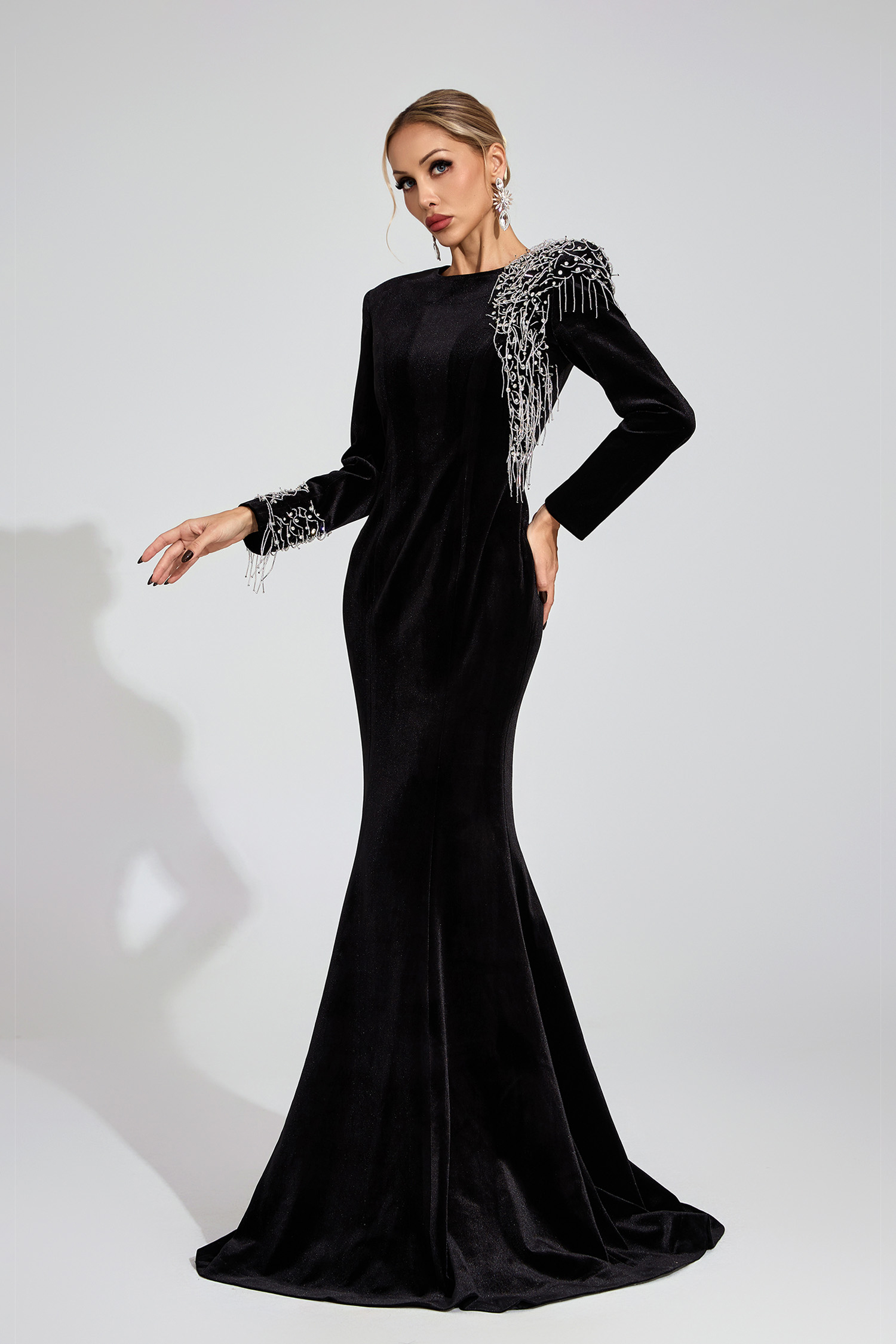 Loch Black Beaded Maxi Dress