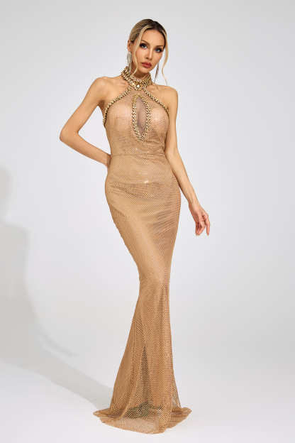Ulla Apricot Mermaid Maxi Dress