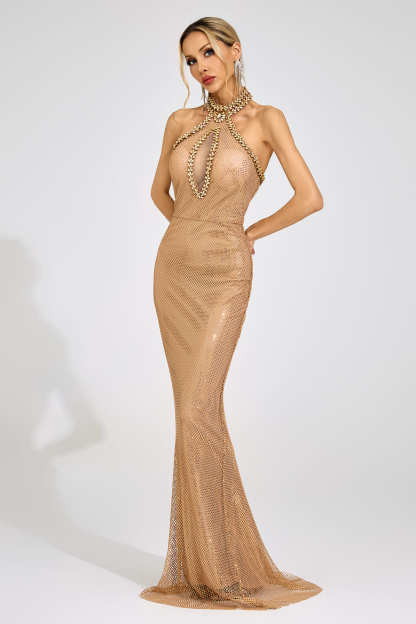 Ulla Apricot Mermaid Maxi Dress