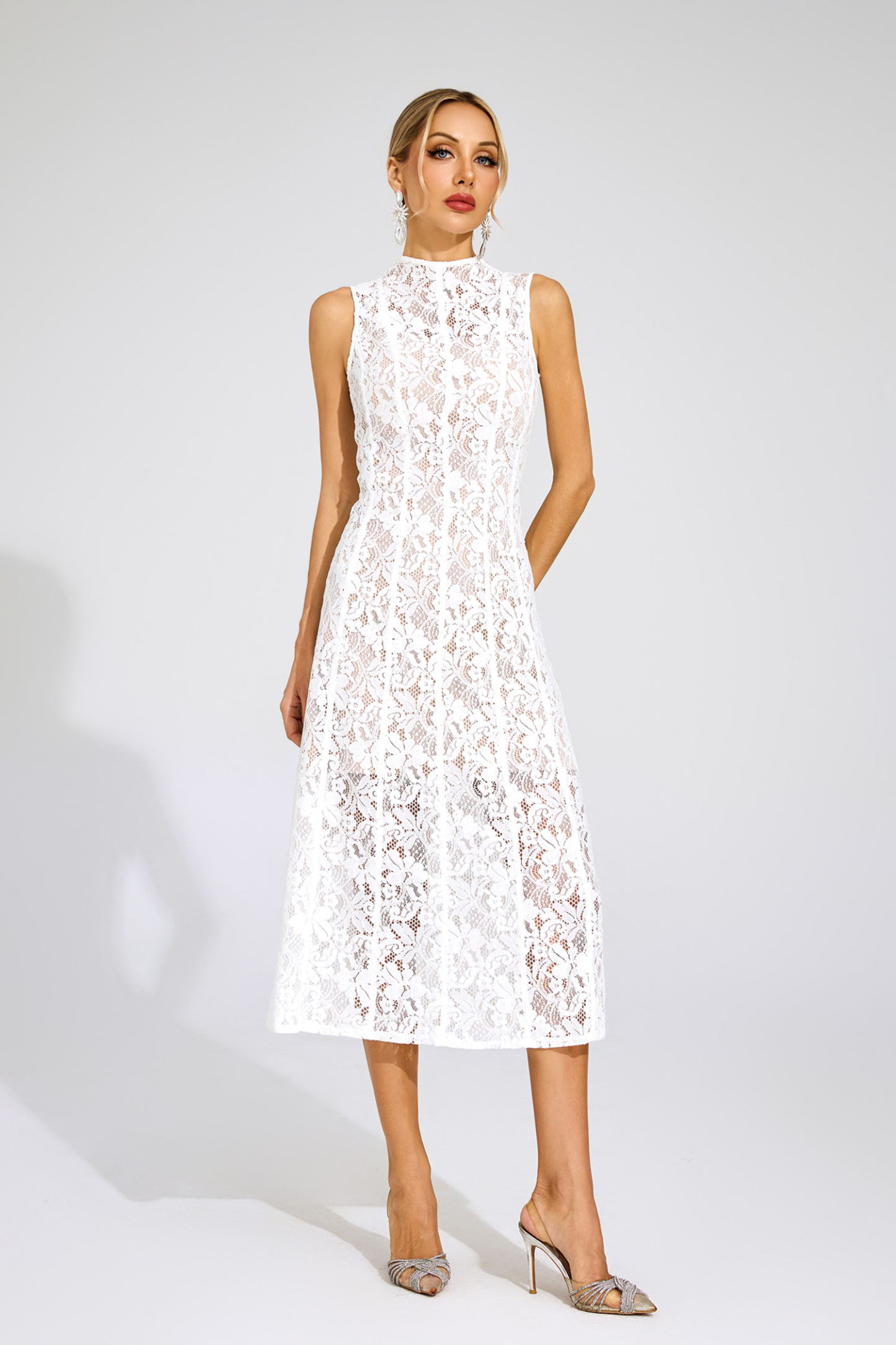 Bloor White Cut Out Sleeveless Dress