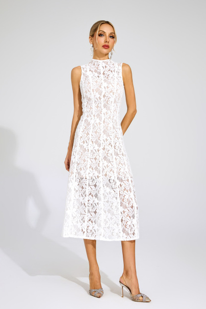 Bloor White Cut Out Sleeveless Dress