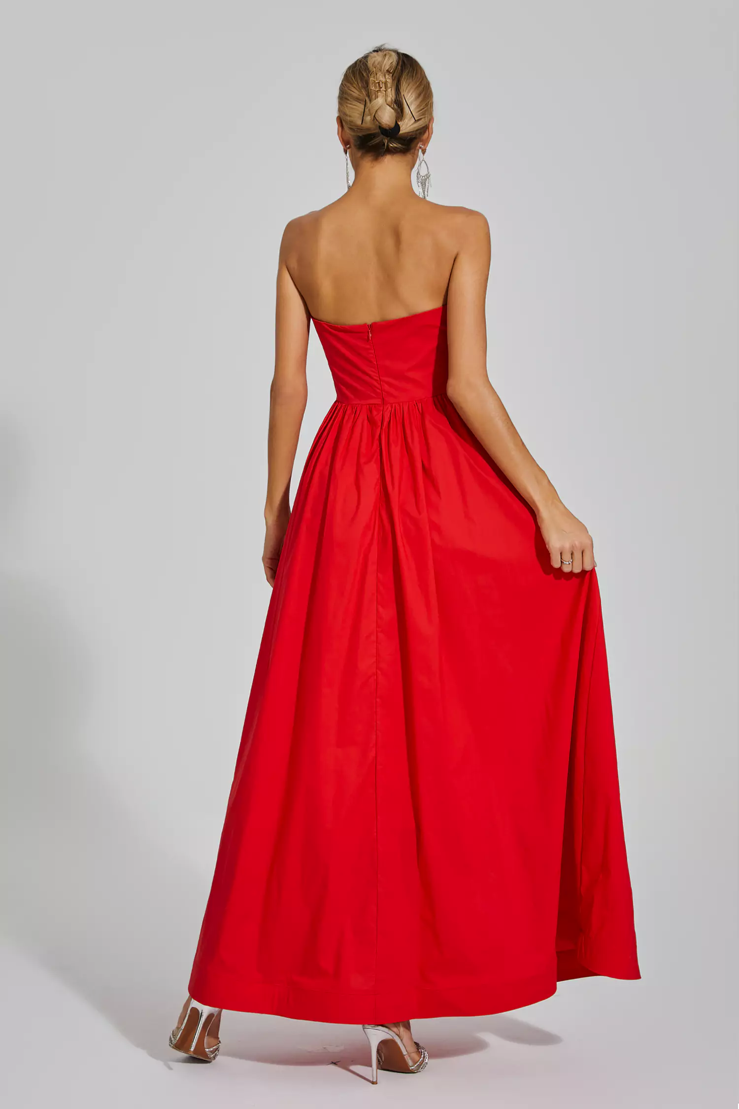 Delia Red Rose Flower Off Shoulder Dress