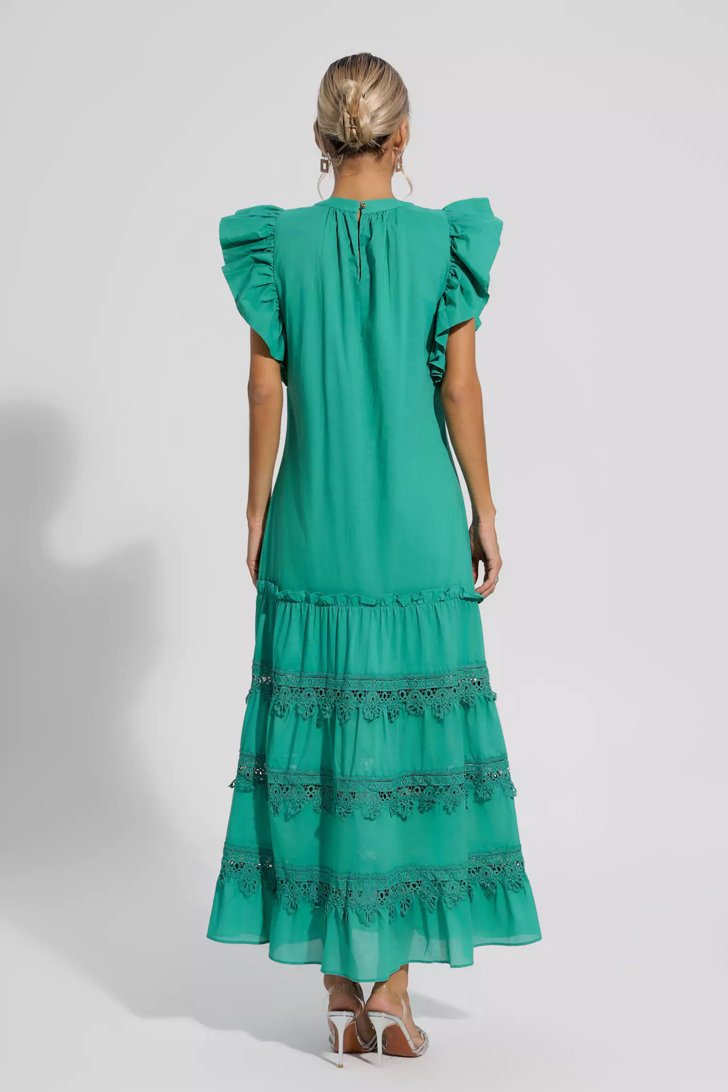 Pulitzer Green Embroidered Belted Maxi Dress