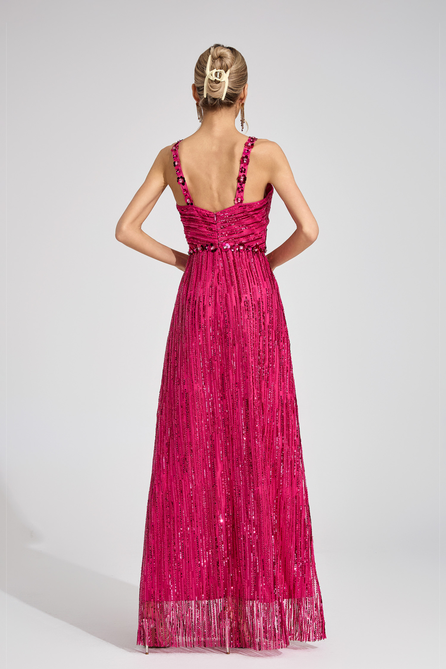 Chest Pink Sequin Maxi Dress