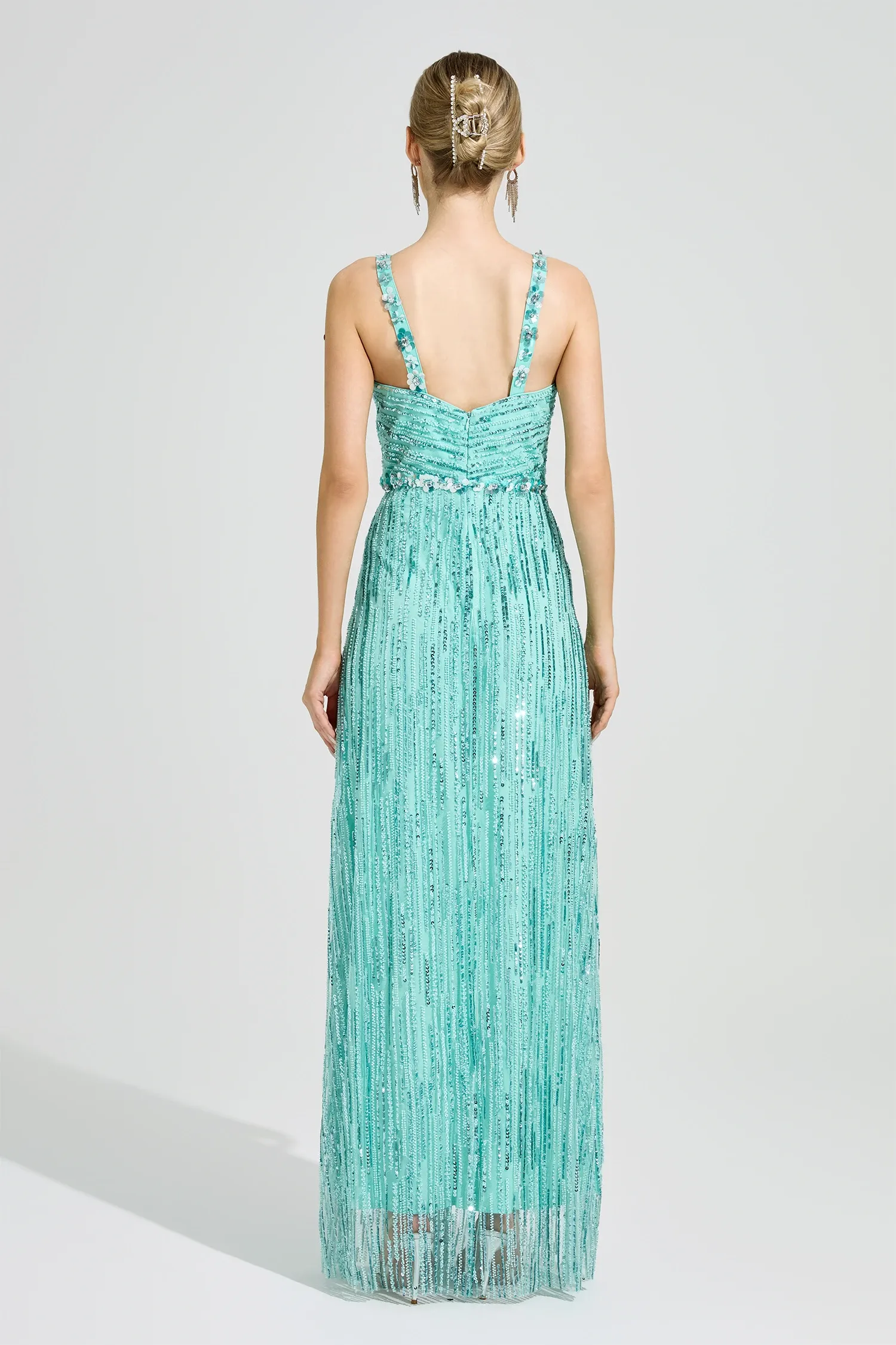 Chest Green Sequin Maxi Dress