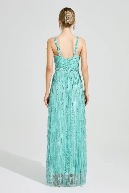 Chest Green Sequin Maxi Dress