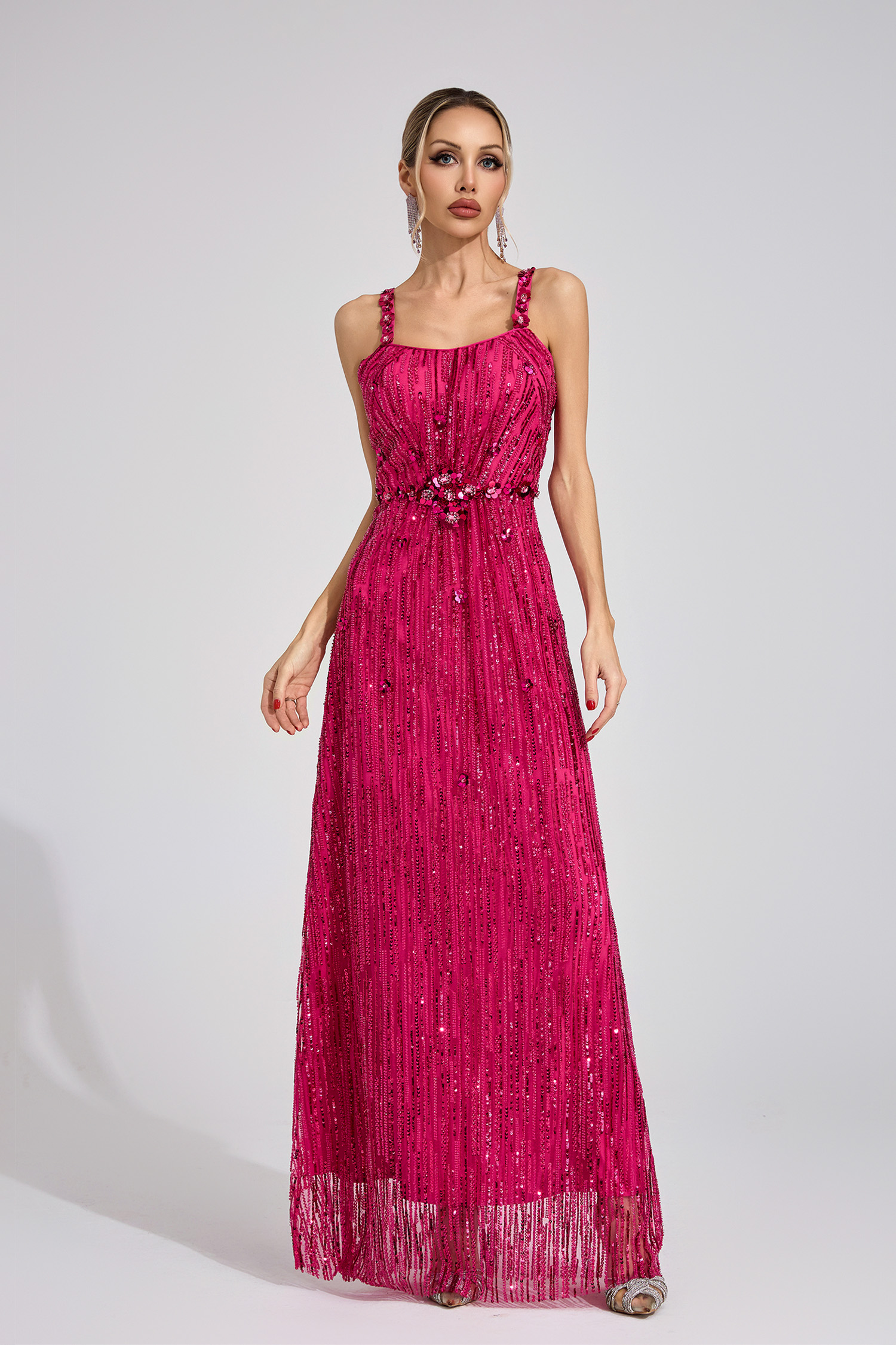 Chest Pink Sequin Maxi Dress
