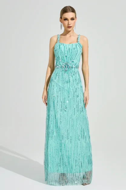Chest Green Sequin Maxi Dress