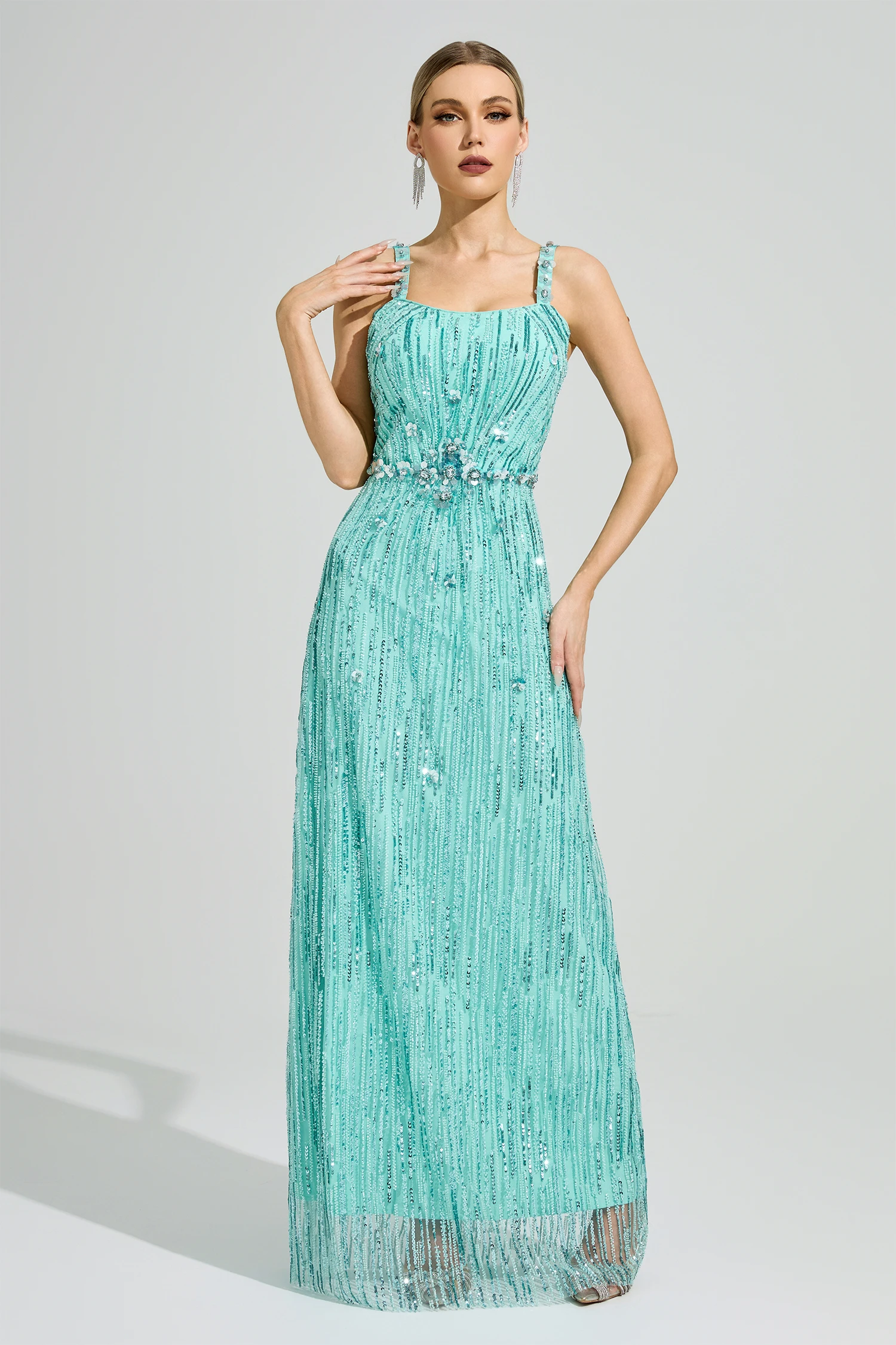 Chest Green Sequin Maxi Dress