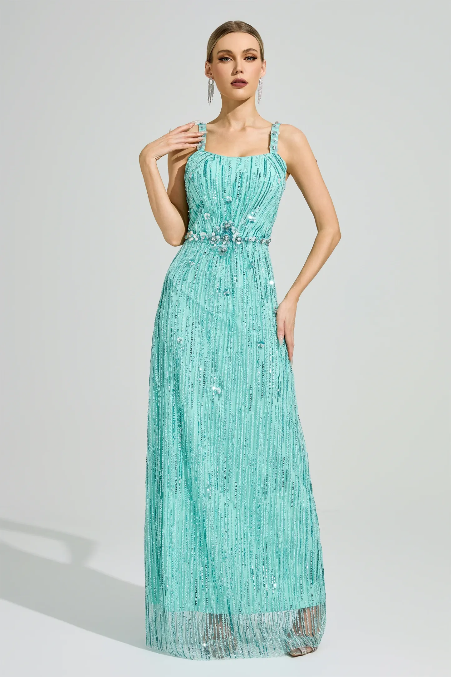 Chest Green Sequin Maxi Dress