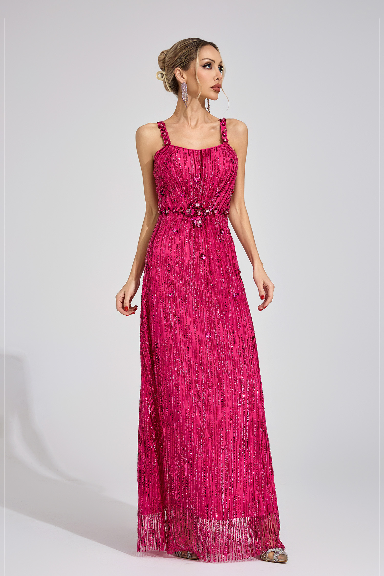 Chest Pink Sequin Maxi Dress