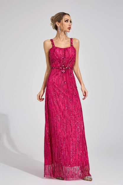 Chest Pink Sequin Maxi Dress